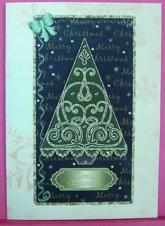 Swirly Christmas Tree Tall Card Topper 1 by Eunice Roberts