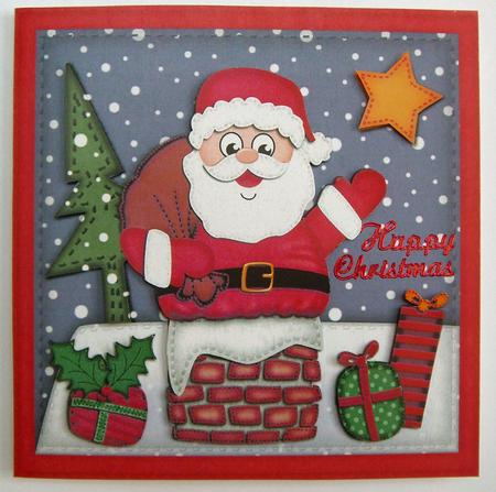 Xmas Santa Got Stuck Quick Cut and Fold Card by Eunice Roberts