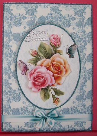 Framed Roses with Bow by Eunice Roberts