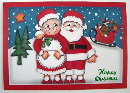 A4 Xmas Mr and Mrs Claus Felties Card Topper by Eunice Roberts