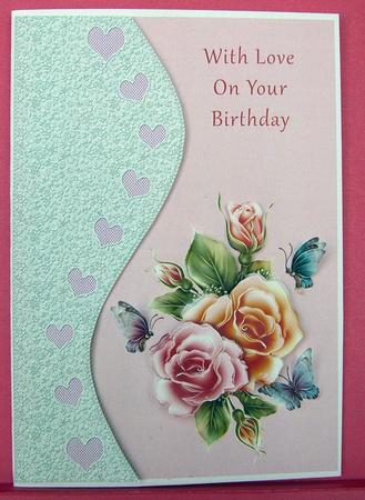 Roses & Butterflies - Happy Birthday by Eunice Roberts