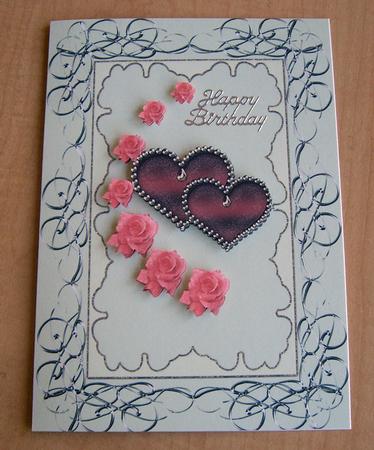 Embossed Frame with Hearts & Roses Anniversary/w Card (mint) by Eunice Roberts