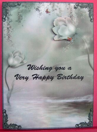 A4 Tulips and Butterfly Scenic Card Front by Eunice Roberts