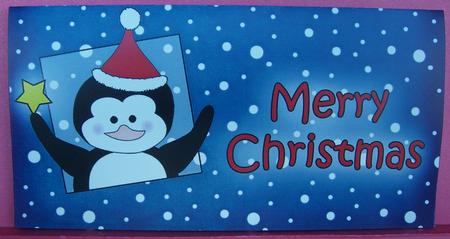 Xmas Penguin Money or Gift Wallet and Card by Eunice Roberts