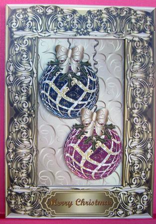 Embossed Frame with Two Christmas Baubles 5 by Eunice Roberts