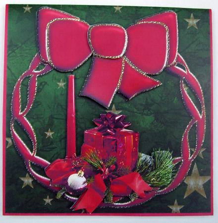 Christmas Wreath with Arrangement Quick Card Front & Back by Eunice Roberts