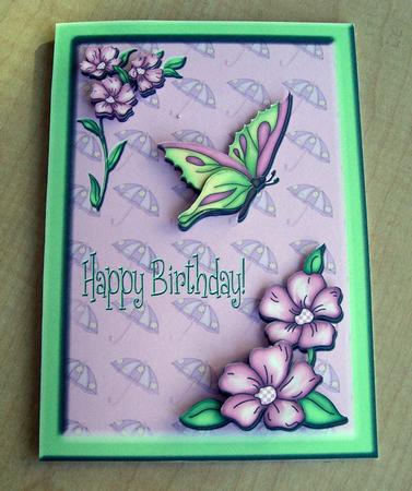 Flowers and Butterfly Frame by Eunice Roberts