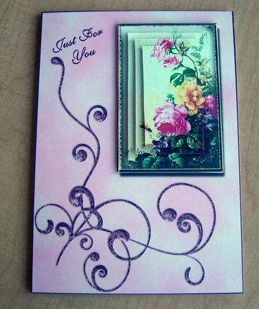 Framed Flowers with Flourish in Pink by Eunice Roberts
