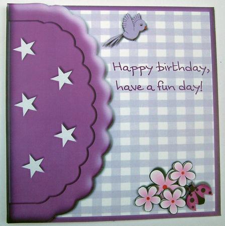 Girls Pretty in Purple Card Front by Eunice Roberts