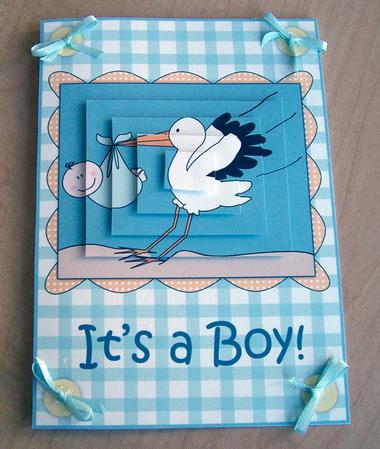 It’s a Boy! Stork with Baby Boy by Eunice Roberts