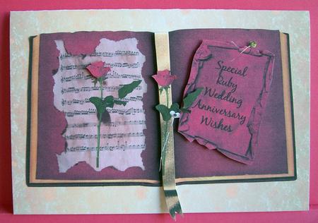Rose & Music Book Golden / Ruby Wedding Anniversary by Eunice Roberts