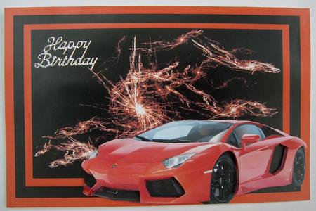 Orange Lamborghini on Shattered Glass Effect Background by Eunice Roberts