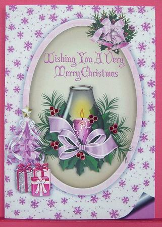 Pink Candle in Frame with Bells A4 by Eunice Roberts