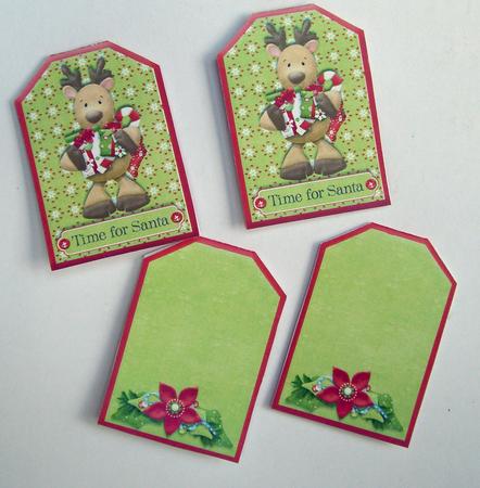 8 Reindeer Christmas Folding Gift Tags Time for Santa by Eunice Roberts