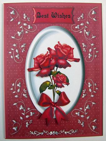 Best Wishes Red Roses Card Front by Eunice Roberts
