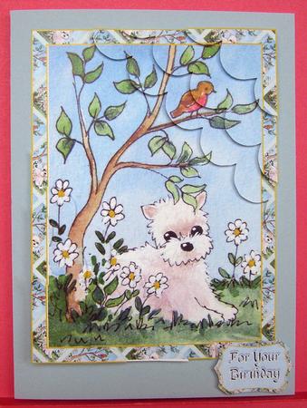 Westie with Robin by Eunice Roberts