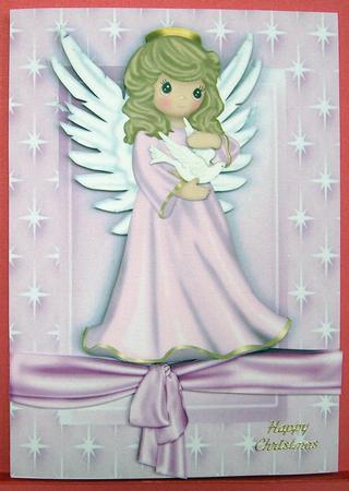 Sweet Angel with Dove in Star Frame A4 by Eunice Roberts