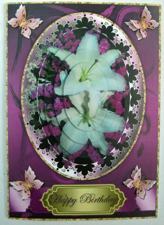Lilies & Butterflies Various Occasions Pyramid Card by Eunice Roberts