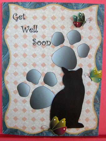 A4 "cat, Prints and Butterflies" Get Well Soon by Eunice Roberts
