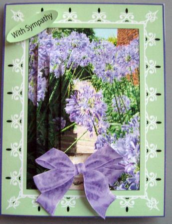 Agapanthas and Lace Pyramid with Lace and Bow by Eunice Roberts