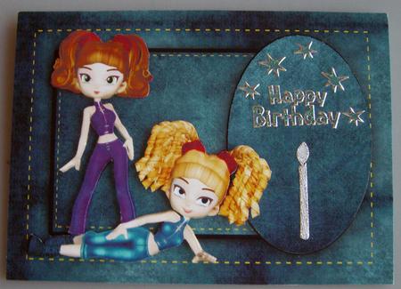 Fun Denim Girls Birthday Card Front by Eunice Roberts