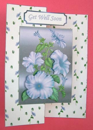 Blue Petunia Foldback Card with Verse by Eunice Roberts