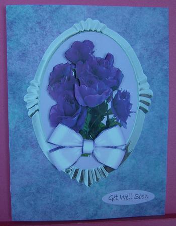 Silverbase Purple Decoupage Flowers and Bow by Eunice Roberts