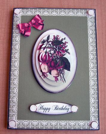 Happy Birthday Fuschia Oval by Eunice Roberts