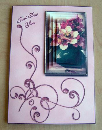 Framed Flowers with a Flourish in Peach by Eunice Roberts
