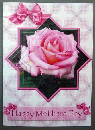 Pink Rose - Star Pyramid & Card Front 2 - Mother by Eunice Roberts