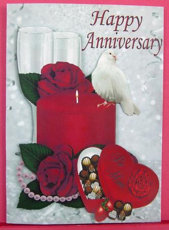 Candle, Roses, Choc, and Doves, for Anniversary A4 by Eunice Roberts
