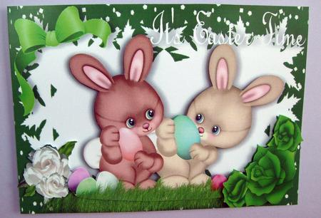 Cute Easter Bunnies with Easter Eggs by Eunice Roberts