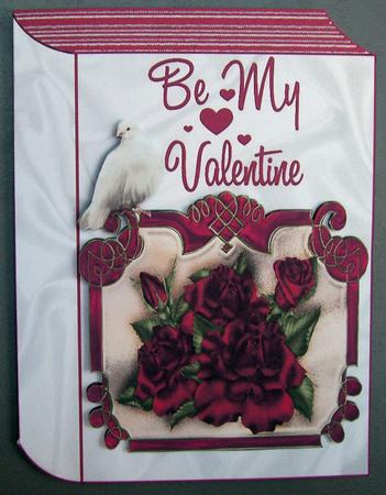 Be Mine, Red Roses on a Plaque with Dove Folded Book by Eunice Roberts