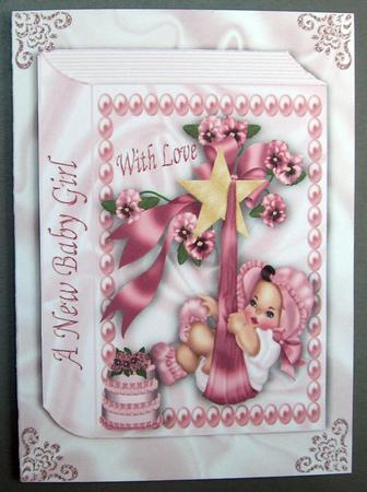 Sweet Baby Girl with Diaper Cake on Folded Book A4 by Eunice Roberts