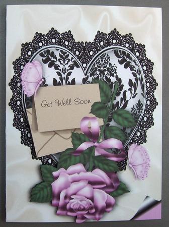Beautiful Pink Rose with Envelope and Butterflies A4 by Eunice Roberts