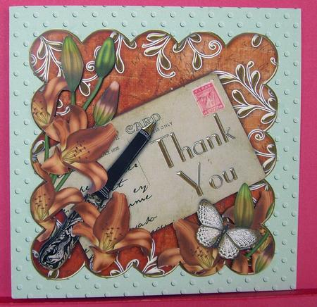 Orange Lily Thank You Scallop Postcard Step by Step by Eunice Roberts