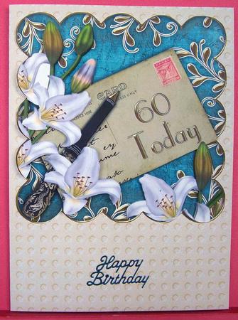 White Lily Teal Scallop Postcard 60 Today Step by Step by Eunice Roberts