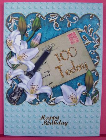 White Lily Teal Scallop Postcard 100 Today Step by Step by Eunice Roberts
