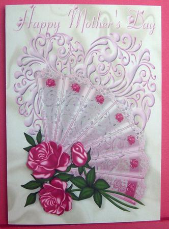 Flowers and Lace Fan for Mothers Day A4 by Eunice Roberts