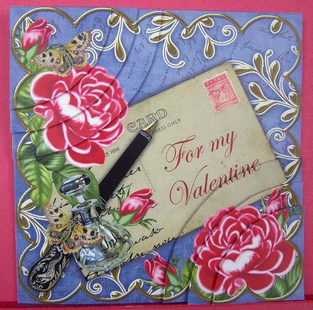 Red Roses Blue for My Valentine 6in Duo Corner Stacker by Eunice Roberts