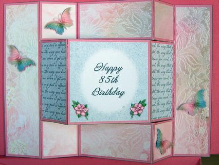 Fantasy Butterfly 4 - 85th Birthday - Tri Shutter Card by Eunice Roberts