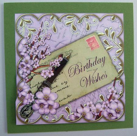 Lilac Blossom Birthday Wishes 5in Scallop Bottom Stacker by Eunice Roberts