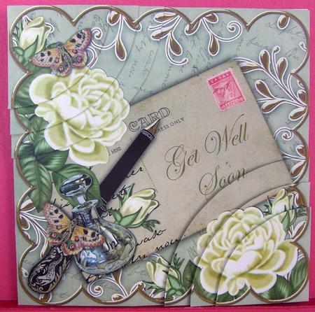 Lemon Roses Olive Get Well Soon 6in Duo Corner Stacker by Eunice Roberts