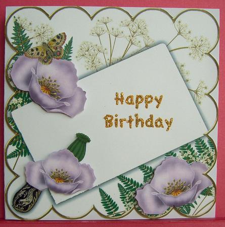 Lilac Poppy Frame Ink Saver 8in Decoupage Topper by Eunice Roberts