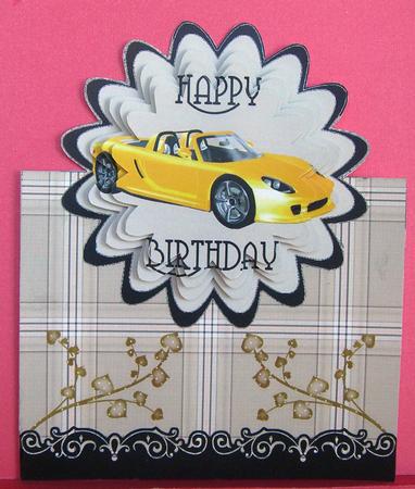 Yellow Porsche Scalloped Over the Edge Pyramid by Eunice Roberts