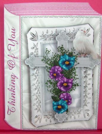 Thinking of You, Silver Cross, with Pansies Folded Book by Eunice Roberts