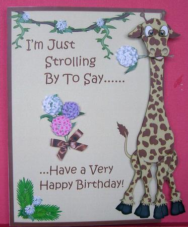Giraffe Over the Edge Card Front by Eunice Roberts