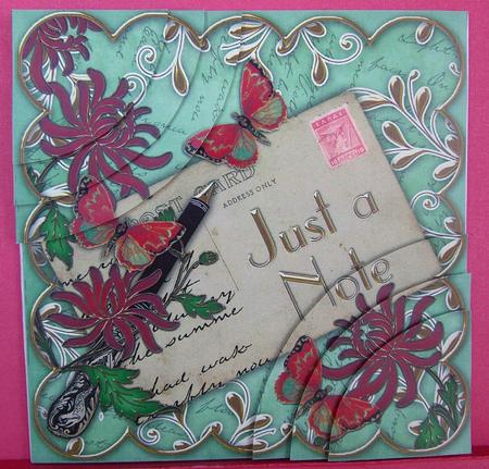 White Lily Teal Just a Note Postcard 6in Duo Corner Stacker by Eunice Roberts