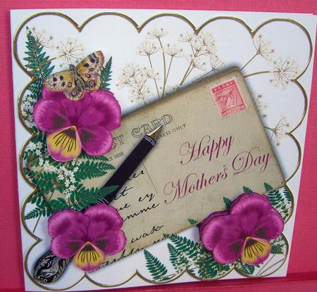 Cerise Pansy Ink Saver Mothers Day 6in Step by Step by Eunice Roberts