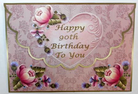 Scalloped Edge Envelope 90th Birthday Card Front by Eunice Roberts